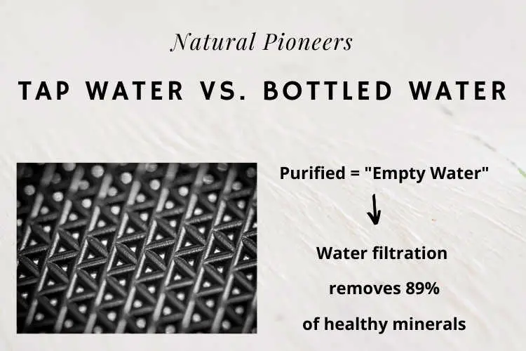 Natural Pioneers Tap Water Vs. Bottled Water Go Better, Healthier, Safer Water filtration removes 89 percent of minerals